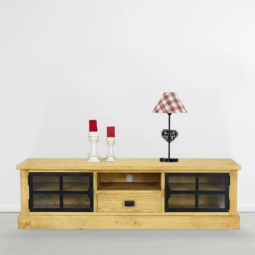 Comoda TV lemn masiv Industrial Wood, 2 usi si 1 sertar, 180 x 40 x 46 cm - Img 2