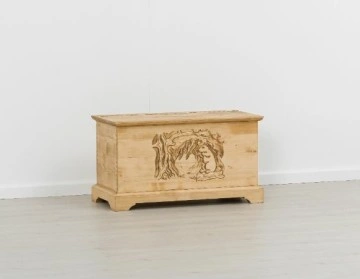 Cufar sculptat Rustic Chalet Lemn masiv rustic, 90 x 45 x 50 cm - Img 3