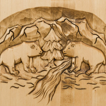 Dulap 1 usa si 2 sertare Ursul Carpatin, Lemn masiv rustic, 75 x 55 x 200 cm - Img 6