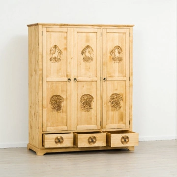 Dulap 3 usi si 3 sertare Rustic Chalet Lemn masiv rustic, 159 x 65 x 200 cm - Img 3