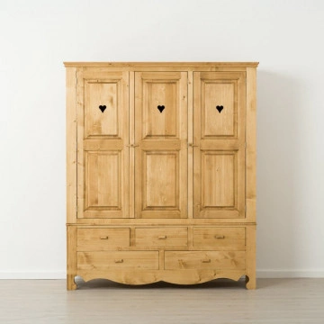 Dulap Cabana cu 3 usi 5 sertare, Lemn masiv rustic, 171 x 55 x 200 cm - Img 5