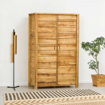 Dulap cu 2 usi si 3 sertare interioare Colibri, Lemn masiv rustic, 125 x 60 x 200 cm - Img 1