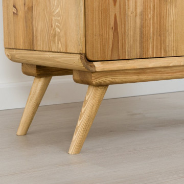 Dulap de baie Sahara, 1 usa si 3 sertare, lemn masiv rustic, 34 x 34 x 180 cm - Img 5
