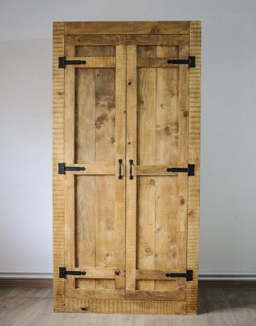 Dulap de haine Equator, 2 usi, lemn masiv pin, 100 x 56 x 200 cm - Img 1