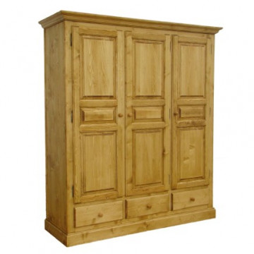 Dulap dormitor Apuseni cu 3 usi si 3 sertare lemn masiv, 179 x 61 x 202 cm - Img 2