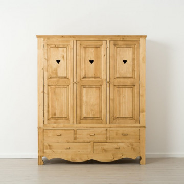 Dulap Rustic Flame cu 3 usi 5 sertare, Lemn masiv rustic, 171 x 55 x 200 cm - Img 5