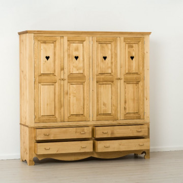 Dulap Rustic Flame cu 4 usi si 4 sertare, Lemn masiv rustic, 202 x 55 x 200 cm - Img 3