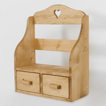 Etajera Cabana cu 2 sertare lemn masiv rustic, 62 x 21 x 77 cm - Img 2