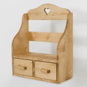 Etajera Cabana cu 2 sertare lemn masiv rustic, 62 x 21 x 77 cm - Img 2