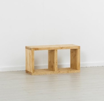 Etajera Cub Cabana cu 1 polita, lemn masiv rustic, 43 x 35 x 82 cm - Img 2