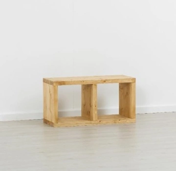 Etajera Cub Cabana cu 1 polita, lemn masiv rustic, 43 x 35 x 82 cm - Img 2