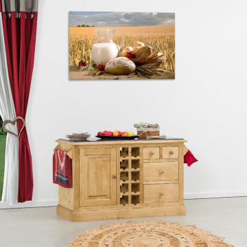 Insula de bucatarie Cabana 2 usi si 4 sertare, fata dubla, lemn masiv rustic, 134 x 62 x 85 cm