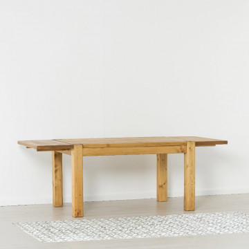 Masa cu 2 extensii laterale Ecuador, Lemn masiv rustic, 140/180/220 x 90 x 78 cm - Img 8