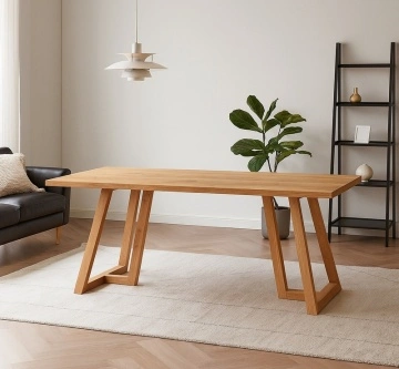 Masa dining din lemn masiv Gloria, model D007, 200 x 100 x 75 cm