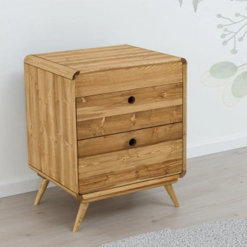 Masca de baie Sahara cu 2 sertare, lemn masiv rustic, 60 x 50 x 75 cm - Img 2