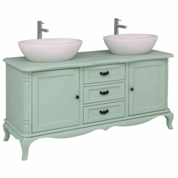 Masca de baie Shabby Rustic Lemn Masiv, 2 usi si 3 seratare158 x 54 x 75 cm - Img 7