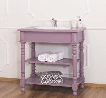 Masca de baie tip consola lemn masiv cu 2 rafturi, 90 x 54 x 90 cm - Img 3