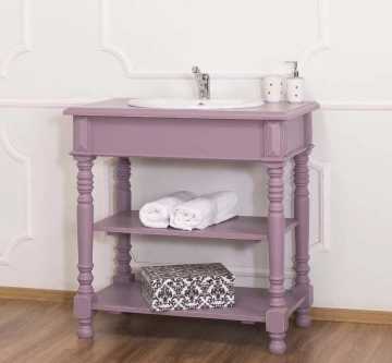 Masca de baie tip consola lemn masiv cu 2 rafturi, 90 x 54 x 90 cm - Img 3