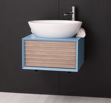 Mobilier de baie lemn masiv Pianno cu 1 sertar, suspendat, 60 x 50 x 33 cm - Img 3