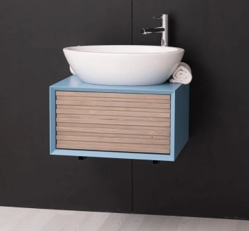 Mobilier de baie lemn masiv Pianno cu 1 sertar, suspendat, 60 x 50 x 33 cm - Img 3
