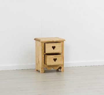 Noptiera Cabana cu 2 sertare lemn masiv rustic, 40 x 32 x 50 cm - Img 3