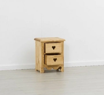 Noptiera Cabana cu 2 sertare lemn masiv rustic, 40 x 32 x 50 cm - Img 3