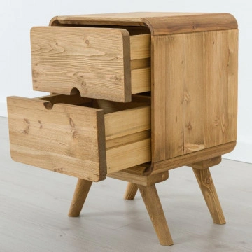 Noptiera cu 2 sertare Sahara, Lemn masiv rustic, 34 x 30 x 51 cm - Img 2