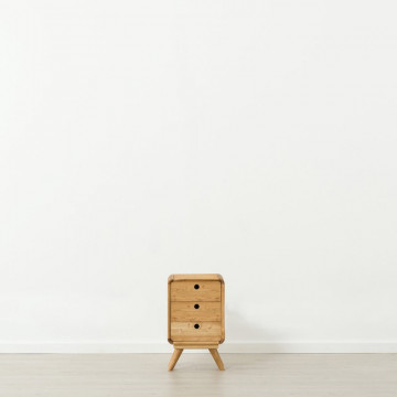 Noptiera cu 3 sertare Sahara, Lemn masiv rustic, 34 x 30 x 60 cm - Img 2