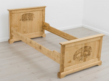 Pat lemn masiv rustic Ursul Carpatin, 90 x 200 cm - Img 5