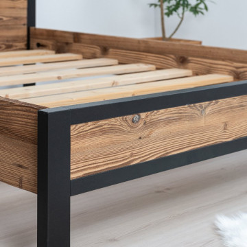 Pat Rustic Loft, Lemn masiv rustic, 90 x 200 cm - Img 2