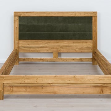 Pat tapitat dublu Colibri, Lemn masiv rustic, 140 cm, 160 cm sau 180 x 200 cm - Img 6
