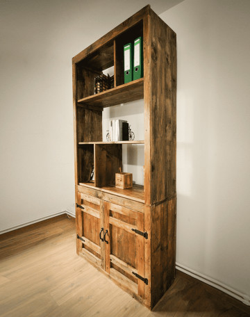 Raft biblioteca Kalamaria, lemn masiv pin, 100 x 38 x 200 cm - Img 3
