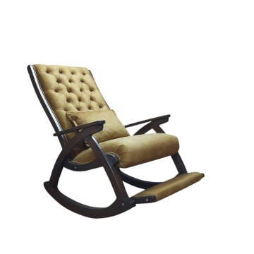 Scaun Balansoar Lemn Masiv Agapia, tapiterie catifelata Galben mustar, 100 x 72 x 110 cm - Img 4