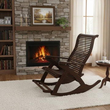 Scaun Balansoar Lemn Masiv Romina, finisaj NUC, 132 x 72 x 120 cm
