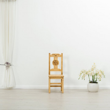 Scaun sculptura pe 1 fata Ursul Carpatin, Lemn masiv rustic, 40 x 42 x 101 cm - Img 6