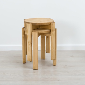 Scaun / Taburet stivuibil Rustic Flame lemn masiv, 41 x 41 x 45 cm - Img 2