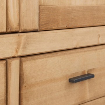 Set mobila dormitor rustic Ecuador, dulap usi culisante, 3 piese lemn masiv rustic - Img 8