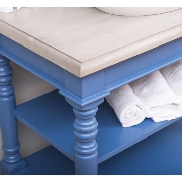 Set mobilier baie, masca pentru un lavoar + oglinda ovala lemn masiv, 90 x 54 x 74 cm - Img 4