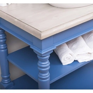 Set mobilier baie, masca pentru un lavoar + oglinda ovala lemn masiv, 90 x 54 x 74 cm - Img 4