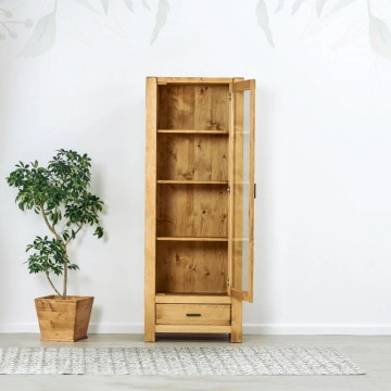 Vitrina 1 usa si 1 sertar Ecuador, Lemn masiv rustic, 72 x 40 x 195 cm - Img 2