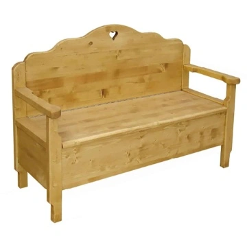 Banca rustica cu lada Brânduşa, lemn masiv, 134 x 51 x 100 cm - Img 3
