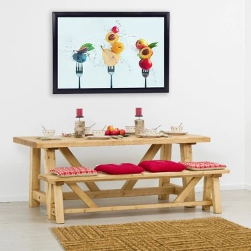 Bancuta Rustic Chalet, Lemn masiv rustic, 200 x 35 x 46 cm - Img 2