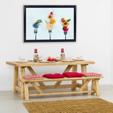 Bancuta Ursul Carpatin, Lemn masiv rustic, 200 x 35 x 46 cm - Img 2