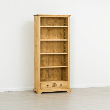 Biblioteca 1 usa si 5 etajere Rustic Chalet, Lemn masiv rustic, 90 x 38 x 200 cm - Img 5