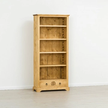 Biblioteca 1 usa si 5 etajere Rustic Chalet, Lemn masiv rustic, 90 x 38 x 200 cm - Img 5