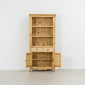 Biblioteca Cabana cu 2 usi si 2 sertare, Lemn masiv rustic, 93 x 38 x 196 cm - Img 2
