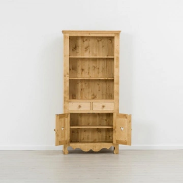 Biblioteca Cabana cu 2 usi si 2 sertare, Lemn masiv rustic, 93 x 38 x 196 cm - Img 2