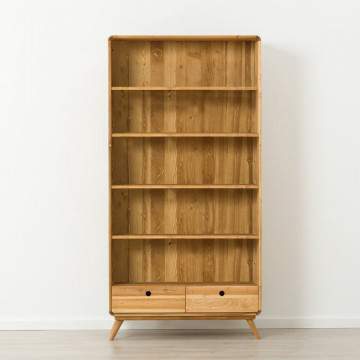 Biblioteca cu 2 sertare si 4 etajere Sahara, Lemn masiv rustic, 100 x 40 x 200 cm - Img 2