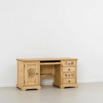 Birou 1 usa si 4 sertare Rustic Chalet Lemn masiv rustic, 160 x 65 x 80 cm - Img 6