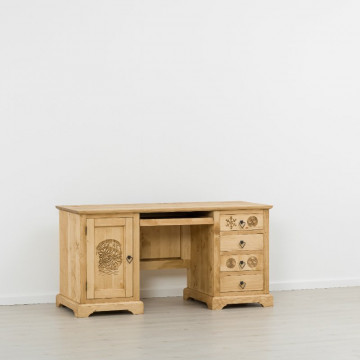 Birou 1 usa si 4 sertare Ursul Carpatin, Lemn masiv rustic, 160 x 65 x 80 cm - Img 6